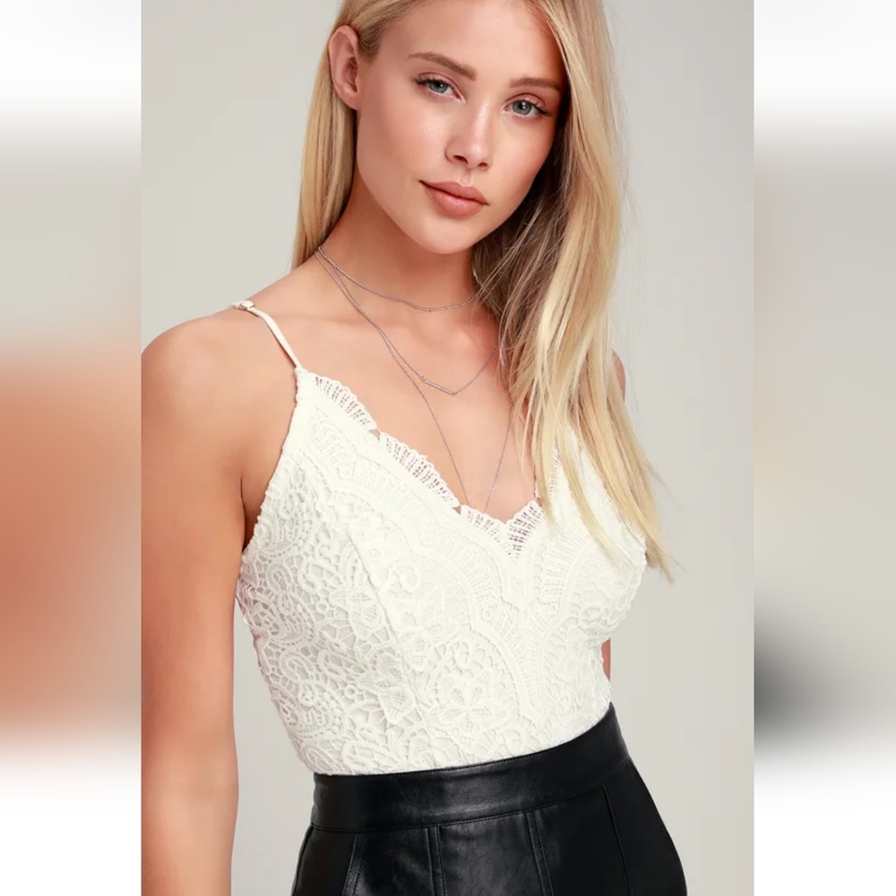 Lulus small white lace bodysuit
